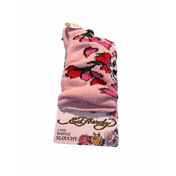 Ed Hardy Accessories - Women's Ed Hardy Waffle Slouchy Socks
